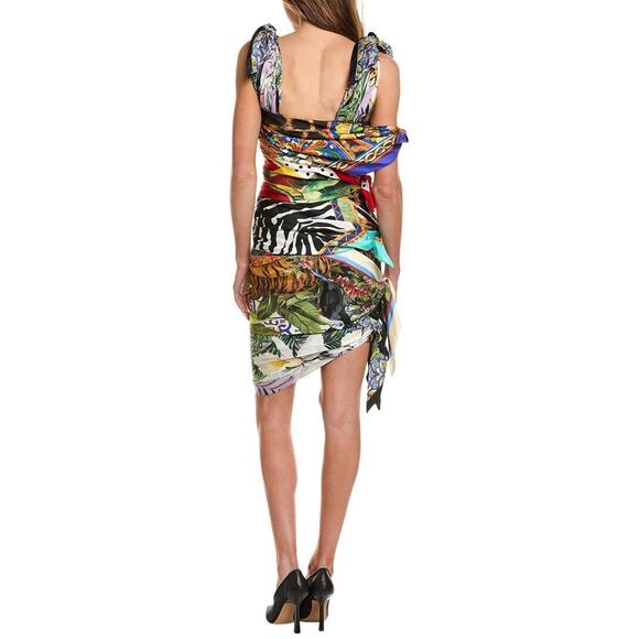 NWT DOLCE & GABBANA Runway Knotted Print Silk Twill scarf dress Multicolor 42 M - Picture 4 of 13